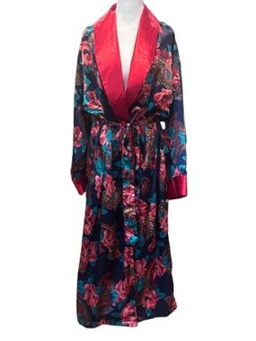 VTG Victoria's Secret Gold Label Satin Robe Paisley Jewel Tone Whimsigoth M/L
